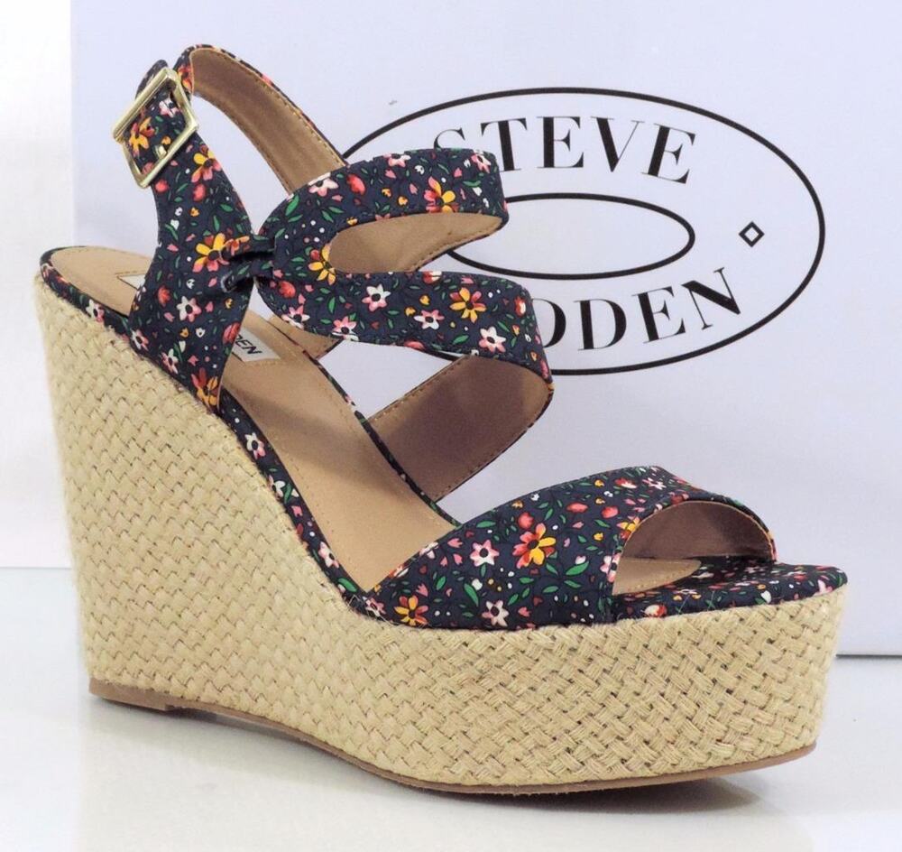 Women's Steve Madden Jenny Espadrille Wedge Heels Sandals Blue Multi